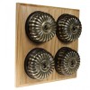 4 Gang 2 Way Light Oak Wood, Fluted Dome Period Switch