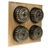 4 Gang 2 Way Light Oak Wood, Fluted Dome Period Switch