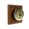 1 Gang 2 Way Medium Oak, Polished Brass Fluted Dome Period Switch