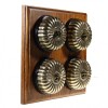 4 Gang 2 Way Medium Oak, Fluted Dome Period Switch