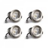 4 Pack - Brushed Chrome LED Downlights, Fire Rated, Fixed, IP65, CCT Switch, High CRI, Dimmable