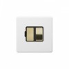 Primed Paintable Switched Fused Connection Unit (FCU) 13A Double Pole with Brushed Brass Switch with Black