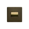 Bronze And Brushed Brass 10A 1 Gang 1 Way 3-Pole Fan Isolator Black Inserts Screwless