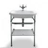 Medium roll top basin with stainless steel stand