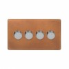 Fusion Antique Copper & Brushed Chrome 4 Gang 2 Way Trailing Dimmer Screwless 100W LED (250w Halogen/Incandescent)
