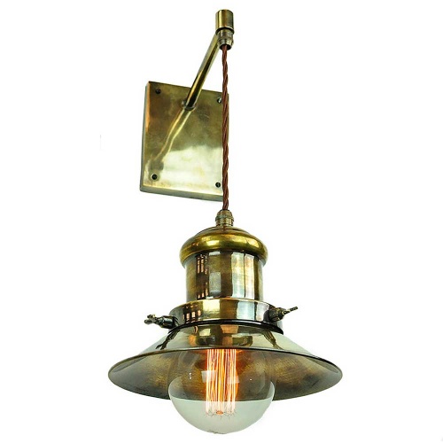 Limehouse Edison Small Single Adjustable Height Wall Light Antique Brass