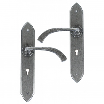 Curved Gothic Lever Lock Set - Pewter