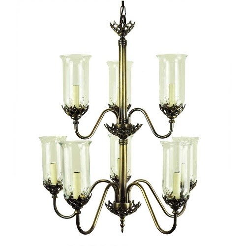Gothic Eight Arm Chandelier With Storm Glasses