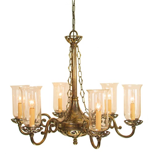Empire 6 Arm Chandelier With Storm Glasses