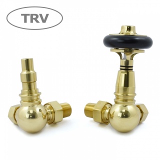 Amberley Thermostatic Radiator Valves - Polished Brass (Corner TRV)