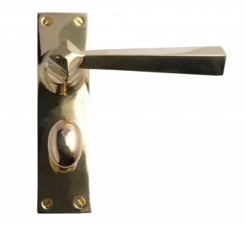 Tapered Lever Bathroom Lockset Plate - Brass