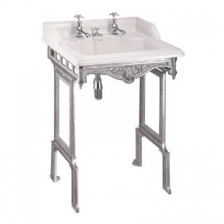 Classic 65cm Basin with Invisible Overflow & Brushed Aluminium Basin Stand
