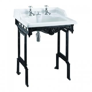 Classic 65cm Basin with Invisible Overflow & Black Aluminium Basin Stand