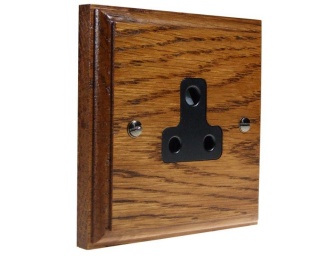Classic Wood 1Gang 5Amp Unswitched Socket in Medium Oak