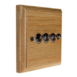 Classic Wood 3 Gang 2Way 10Amp Black Nickel Toggle Switch in Solid Light Oak