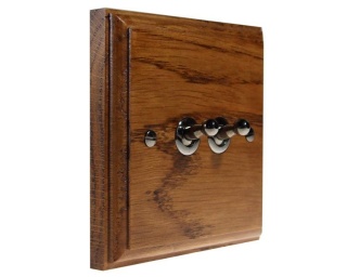 Classic Wood Black Nickel Toggle Switch 2Gang 2Way 10Amp in Medium Oak