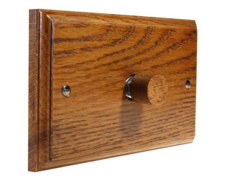 Classic Wood 1 Gang 2Way Push on/Push off 400W/VA Dimmer Switch on a Twin Plate in Solid Medium Oak