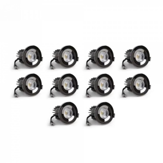 10 Pack - Black Nickel LED Downlights, Fire Rated, Fixed, IP65, CCT Switch, High CRI, Dimmable