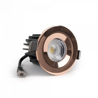Polished Copper LED Downlights, Fire Rated, Fixed, IP65, CCT Switch, High CRI, Dimmable