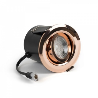 Rose Gold 3K Warm White Tiltable LED Downlights, Fire Rated, IP44, High CRI, Dimmable