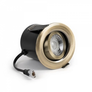 Antique Brass 4K Cool White Tiltable LED Downlights, Fire Rated, IP44, High CRI, Dimmable