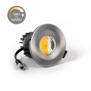 Pewter CCT Dim To Warm LED Downlight Fire Rated IP65