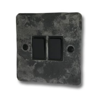 Flat Rustic Light Switch (2 Gang/Black Switches)