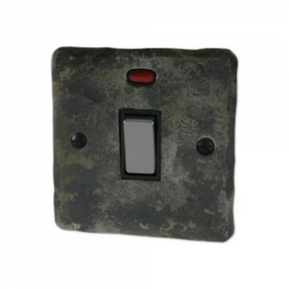 Flat Rustic 20A DP Switch with Neon (Black Nickel Switch)