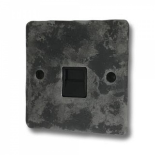 Flat Rustic Master Telephone Socket (Black Insert)