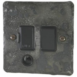 Flat Rustic Switched Fused Spur with Flex Outlet (Black Switch)