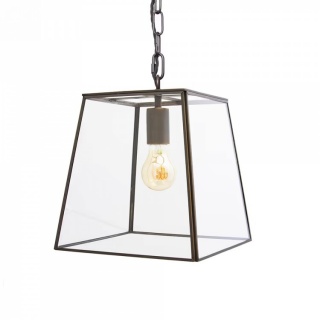 London Geotrapeze Metal Glass Lantern Pendant Light - Small (With Chain)