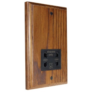Classic Wood 115/230 Dual Voltage Shaver Socket in Medium Oak