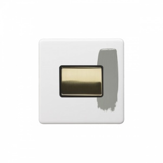 Primed Paintable Extractor Fan Isolator Switch with Brushed Brass Switch with Black Insert