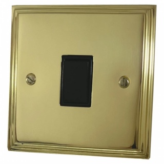 Victorian Polished Brass Light Switch (1 Gang/Black Switch)