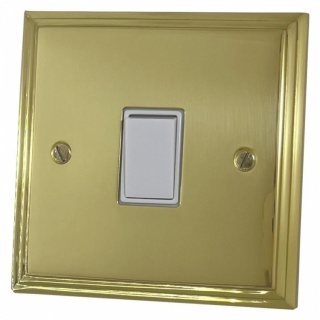 Victorian Polished Brass Light Switch (1 Gang/White Switch)