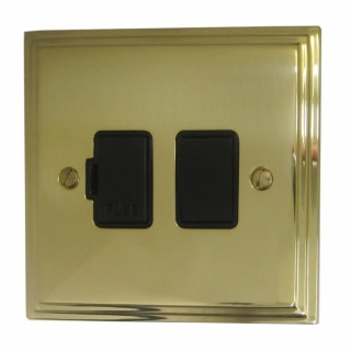 Victorian Polished Brass Switched Fused Spur (Black Switch)