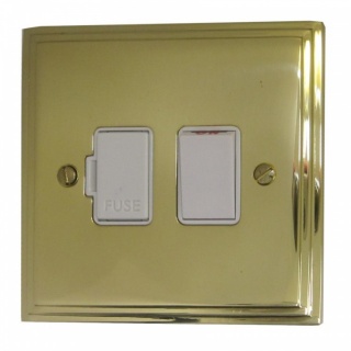Victorian Polished Brass Switched Fused Spur (White Switch)