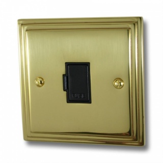 Victorian Cast Polished Brass Unswitched Fused Spur (Black Insert)