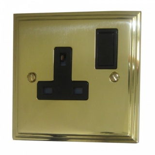 Victorian Polished Brass Single Socket (Black Switch)