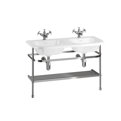 Double Roll Top Basin with Stainless Steel Stand
