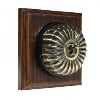1 Gang 2 Way Dark Oak, Fluted Dome Period Switch