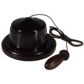 Period Brown Bakelite Pull Cord On A Solid Dark Oak Base With A Hand Turned Acorn