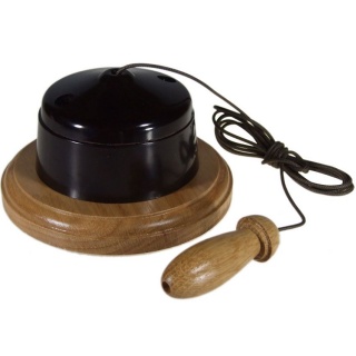 Period Brown Bakelite Pull Cord On A Solid Light Oak Base With A Hand Turned Acorn