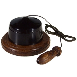 Period Brown Bakelite Pull Cord On A Solid Medium Oak Base With A Hand Turned Acorn