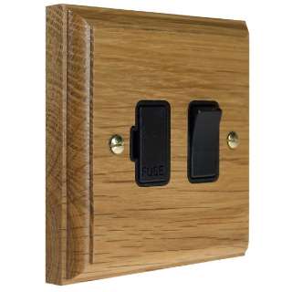 Wood 1 Gang 13Amp Switch Fuse Spur in Solid Oak