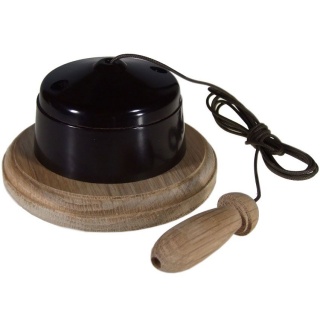 Period Brown Bakelite Pull Cord On A Solid Unfinished Oak Base With A Hand Turned Acorn