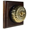 1 Gang 2 Way Dark Oak, Polished Brass Fluted Dome Period Switch