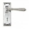 Polished Chrome Reeded Lever Lock Set