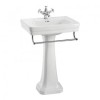 Contemporary 57.5cm basin, towel rail and standard pedestal