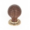 Rosewood & Aged Brass Beehive Cabinet Knob - Small